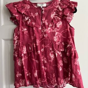 Sea NY floral blouse pink size 6